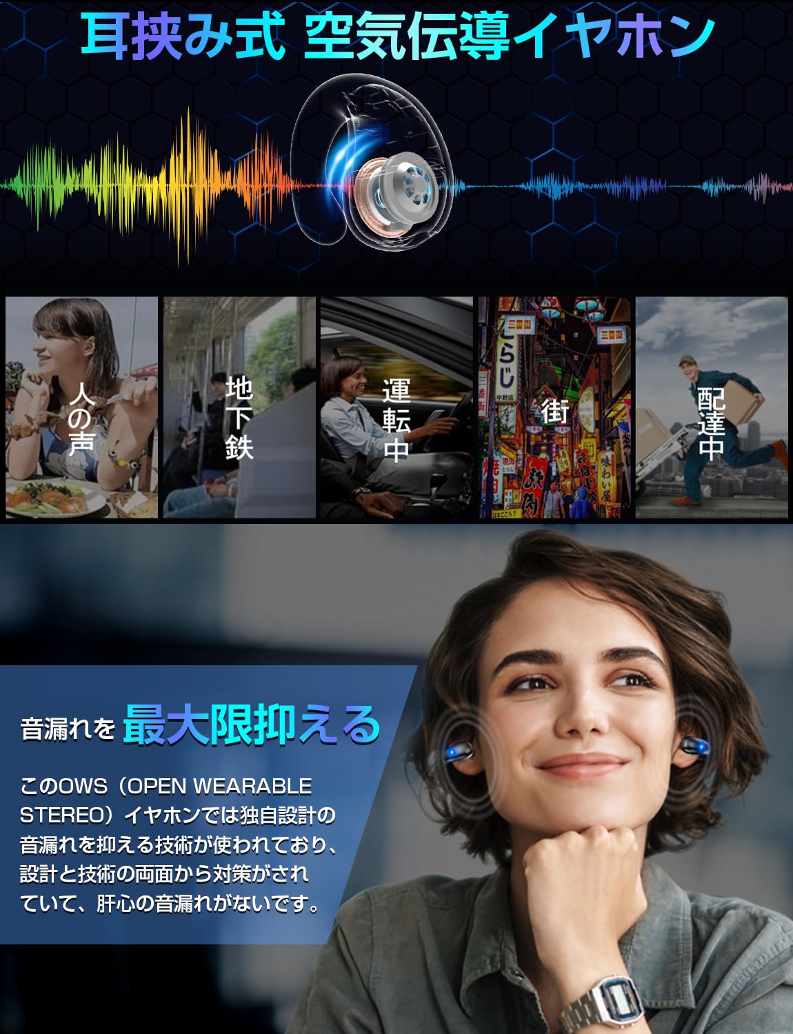 Amazon.co.jp: イヤーカフイヤホン【新時流 bluetooth】 OWS 空気伝導